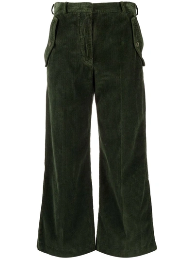 Shop Kenzo Wide-leg Corduroy Trousers In Grün