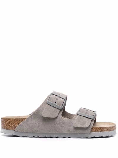Shop Birkenstock Arizona Slip-on Suede Sandals In Grau