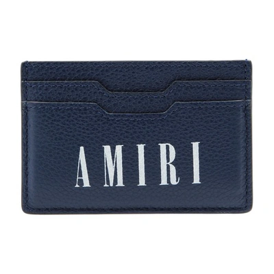 Shop Amiri Large  Logo Card Holder In Navy