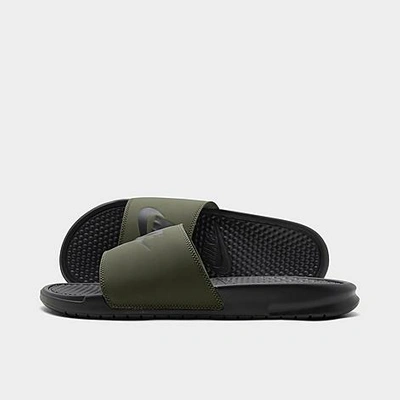 Shop Nike Men's Benassi Jdi Slide Sandals In Cargo Khaki/black