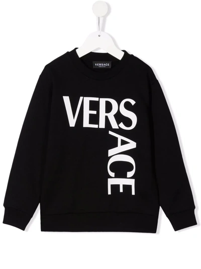 Shop Versace Logo-print Sweatshirt In 黑色