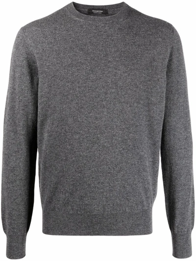 Shop Ermenegildo Zegna Crew Neck Cashmere Sweater In 灰色