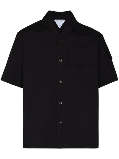 Shop Bottega Veneta Pointed Collar Short-sleeve Shirt In Schwarz