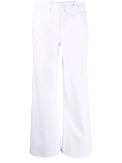 Shop Paige Cropped Straight-leg Trousers In Weiss