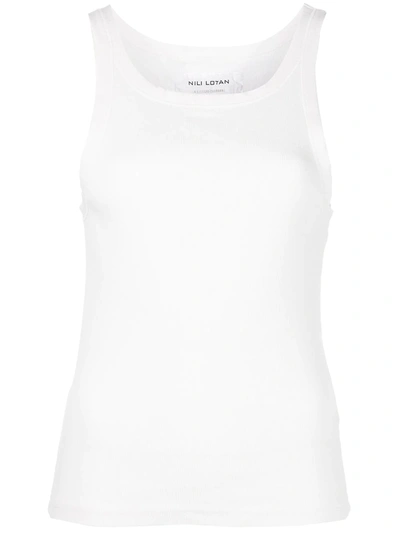 Shop Nili Lotan Ribbed Cotton Vest Top In White