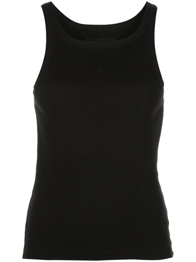 Shop Nili Lotan Ribbed Cotton Tank Top In Black