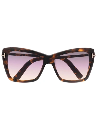 Shop Tom Ford Leah Tf849 Sunglasses In Braun