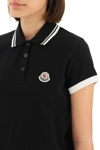 Shop Moncler Cotton Polo In Black