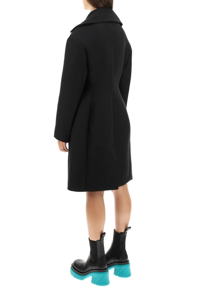 Shop Bottega Veneta Double-breasted Wool Coat In Black