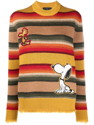 Shop Alanui The Peanuts Patch Striped Jumper In Gelb