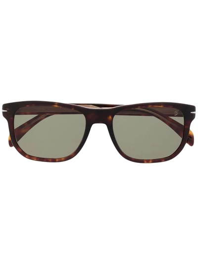 Shop Eyewear By David Beckham Tortoiseshell Square-frame Sunglasses In Braun