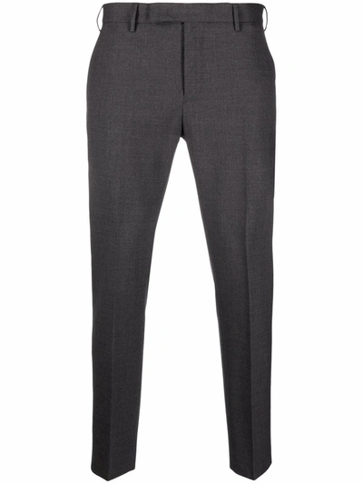 Shop Pt01 Pressed-crease Charm-detail Tailored Trousers In Grau