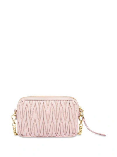 Shop Miu Miu Matelassé Leather Shoulder Bag In Pink