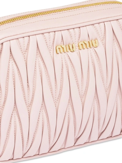 Shop Miu Miu Matelassé Leather Shoulder Bag In Pink