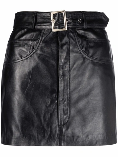 Shop Manokhi Leather Mini Skirt In Black