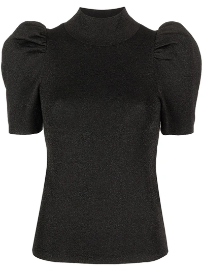 Shop Alice And Olivia Issa Mock Neck Knit Top In Black