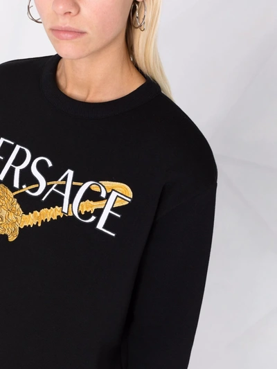 Shop Versace Safety Pin Logo Sweatshirt In Black