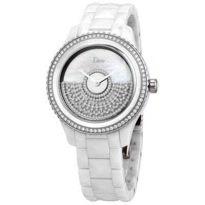 Shop Dior Viii Grand Bal Automatic Diamond Ladies Watch Cd124be4c001 In Mother Of Pearl,silver Tone,white