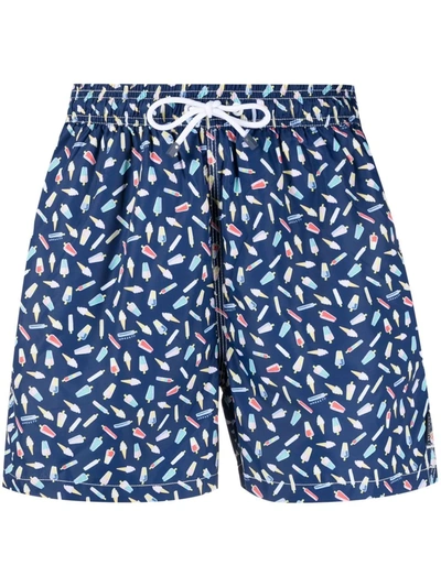 Shop Hackett Ice Cream-print Swim Shorts In Blau