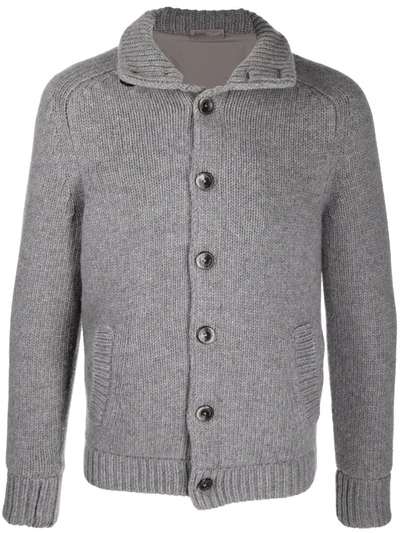 Shop Herno Button-down Knit Cardigan In Grau