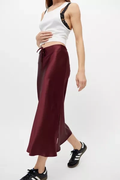 Shop Dress Forum Tie-front Midi Skirt In Maroon