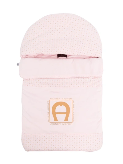 Shop Aigner Logo-print Padded Sleep Bag In Pink