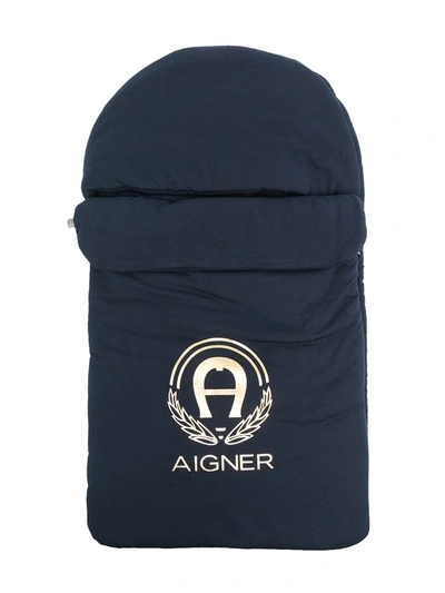 Shop Aigner Logo-print Sleep Bag In Blue