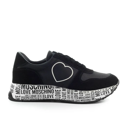 Shop Love Moschino Black Sneaker With Heart