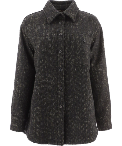 Shop Aspesi Tweed Overshirt In Black  