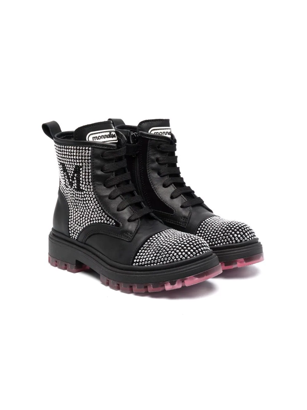 Monnalisa heart stud-embellished ankle boots - Black