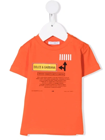 Shop Dolce & Gabbana Patch-detail Short-sleeved T-shirt In Orange