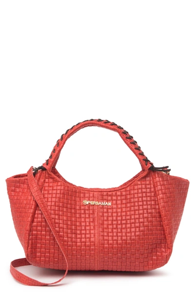 Shop Persaman New York Woven Leather Satchel In Red