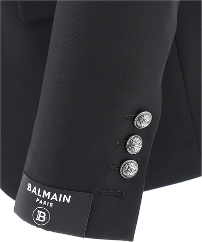 Shop Balmain Double-breasted Wool Blazer In Black  