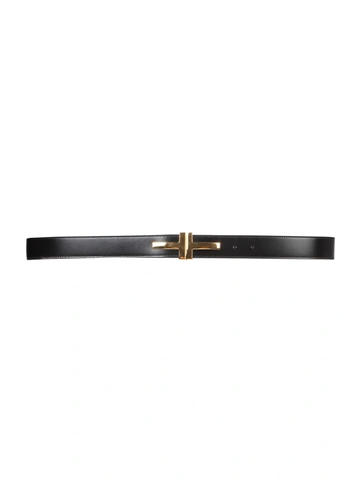 Shop Tom Ford Belt With Logo In Nero