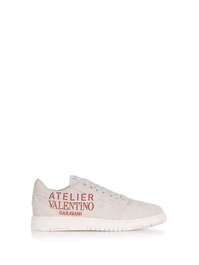 Shop Valentino Atelier Camouflage Edition Sneakers In Natural Rosso