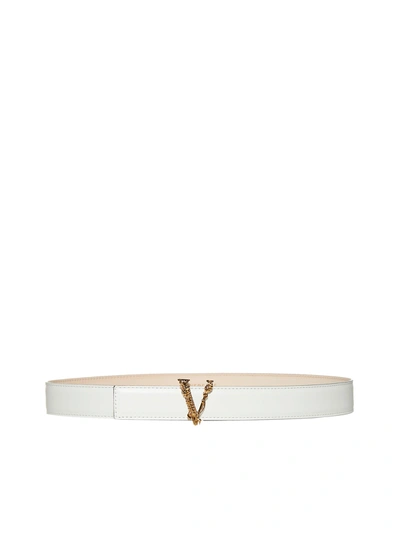 Shop Versace Belt In Bianco Ottico Oro