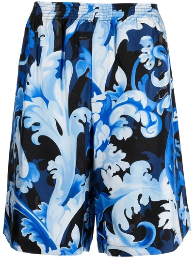 Shop Versace Baroccoflage-print Bermuda Shorts In Blau