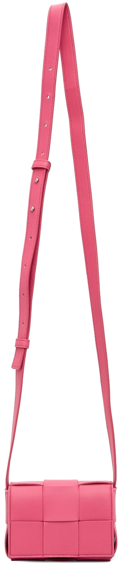 Bottega Veneta Pink Intrecciato Mini Cassette Bag In 5618 Bon Bon Silver