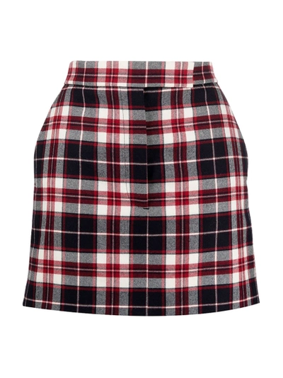 Shop Thom Browne Wool Check Print Sack Mini Skirt