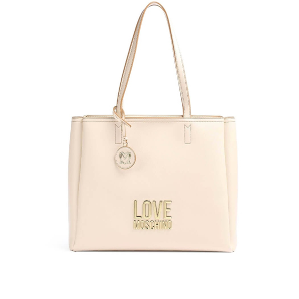 Love Moschino Bonded Ivory Gold Shopping Bag In Avorio | ModeSens