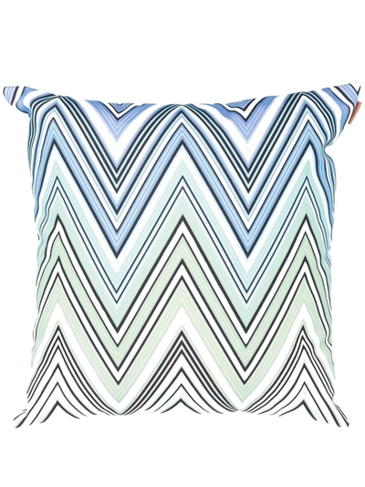 Shop Missoni Zigzag-print Cushion In Blue
