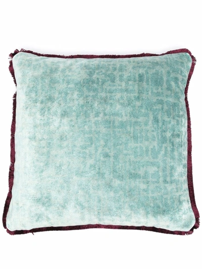 Shop Missoni Fringed-edged Cushion In Blue