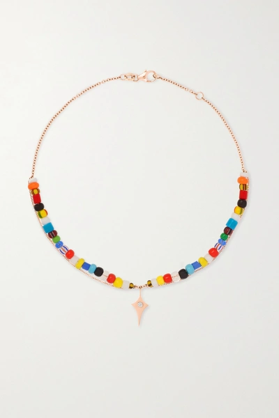 Diane Kordas 14-karat Rose Gold, Enamel And Diamond Anklet In Gold