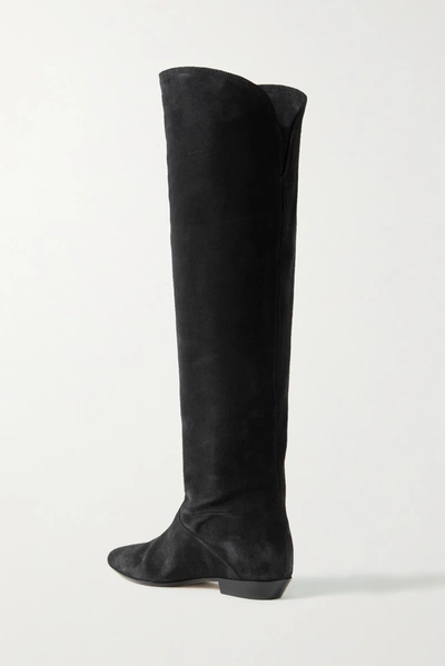 Shop Isabel Marant Seelys Suede Knee Boots In Black