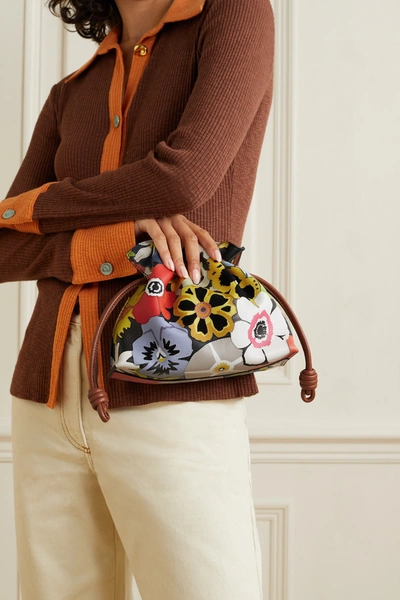 Shop Loewe Flamenco Mini Textured-leather And Suede Clutch In Brown