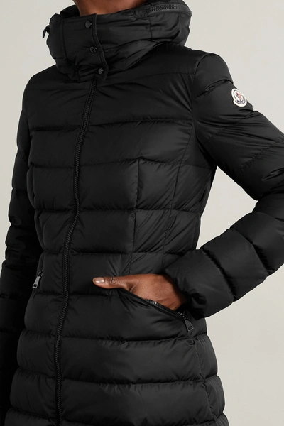 Shop Moncler Flammette Hooded Quilted Shell Coat In Black