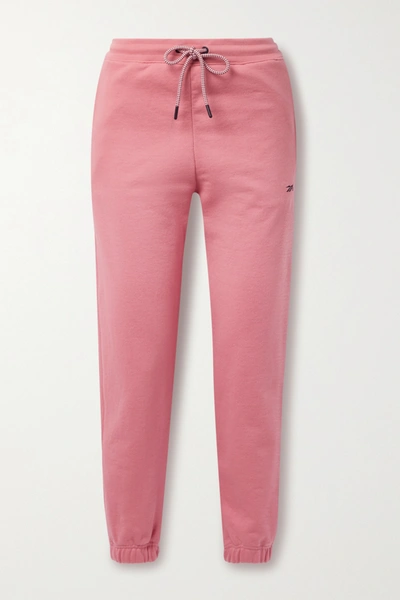 Shop Victoria Beckham Embroidered Cotton-jersey Track Pants In Pink