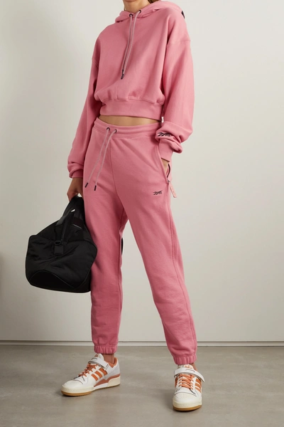 Shop Victoria Beckham Embroidered Cotton-jersey Track Pants In Pink