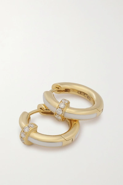 Shop State Property Idris Minor 18-karat Gold, Enamel And Diamond Hoop Earrings