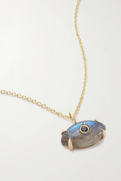 Shop Sydney Evan 14-karat Gold, Labradorite And Sapphire Necklace